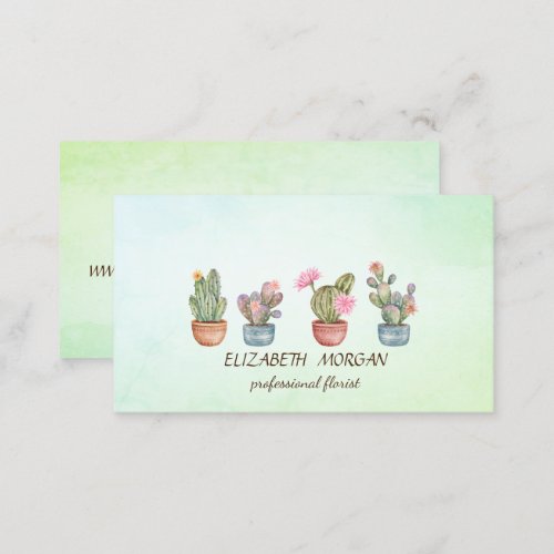 Chic Cactus Succulent Green  Business Card