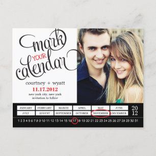 Chic Calendar Photo Save The Date Postcard