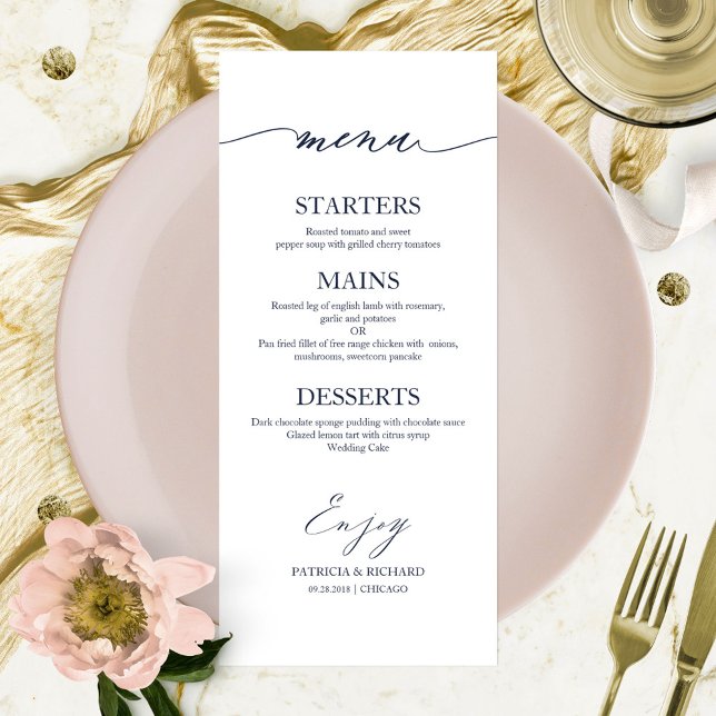 Chic Calligraphy 4x9 Wedding Menu Card For Plate (Creator Uploaded)