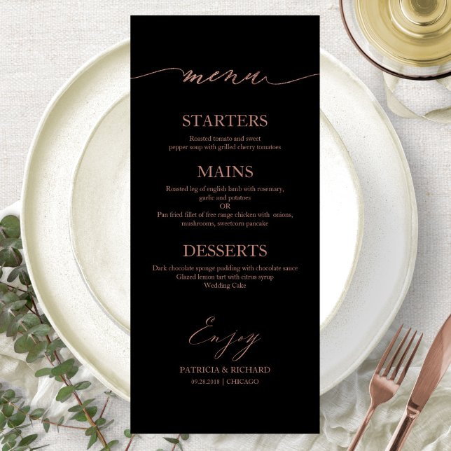 Chic Calligraphy 4x9 Wedding Menu Card For Plate (Creator Uploaded)