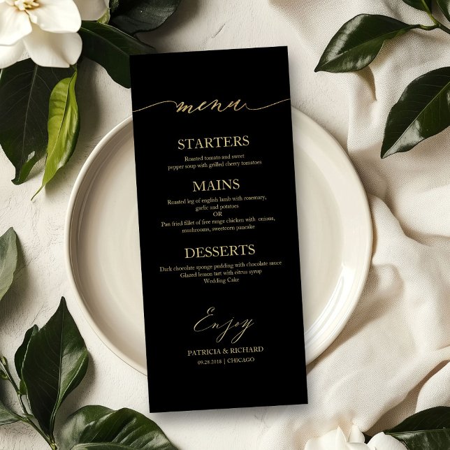 Chic Calligraphy 4x9 Wedding Menu Card For Plate (Creator Uploaded)