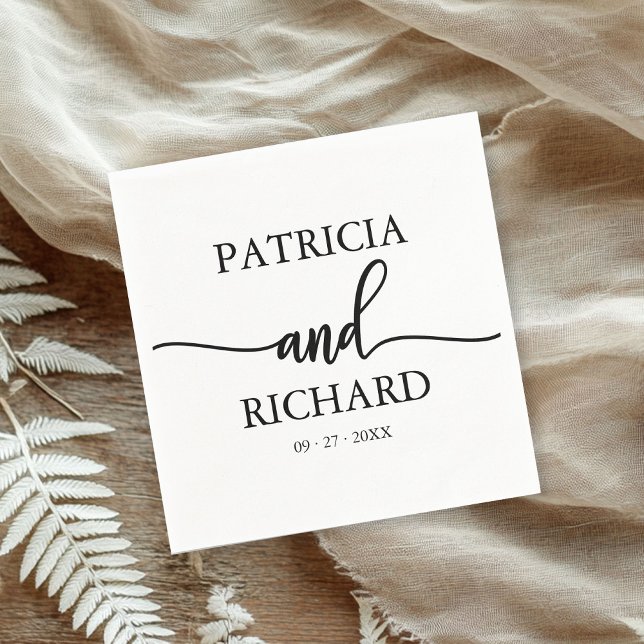 Chic Calligraphy Black And White Wedding Napkins (Creator Uploaded)