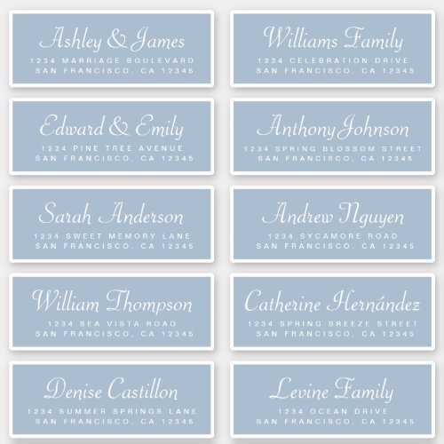 Chic Calligraphy Blue Guest Address Labels