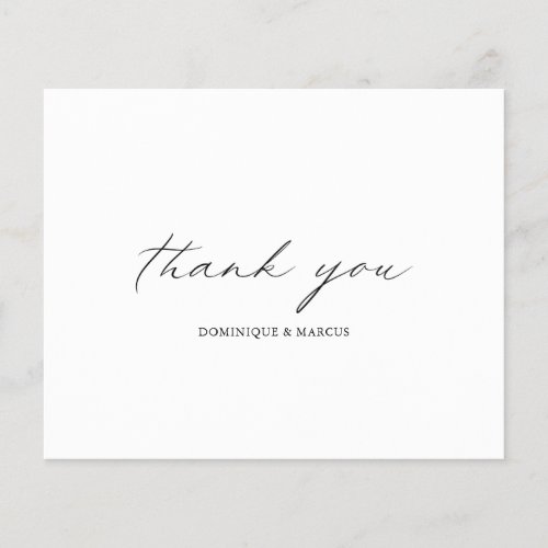Chic Calligraphy Budget Wedding Thank You Card