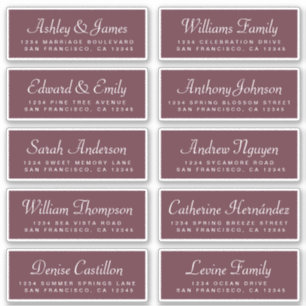 Chic Calligraphy Burgundy Guest Address Labels