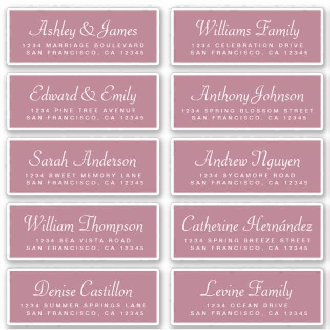 Chic Calligraphy Cassis Guest Address Labels (Front)