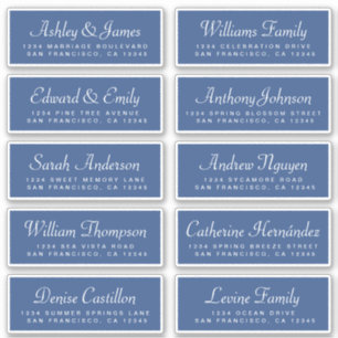Chic Calligraphy Classic Blue Guest Address Labels