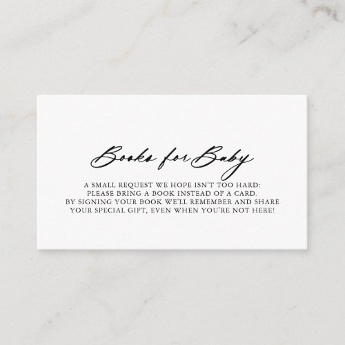 Chic Calligraphy Elegant Baby Shower Book Request  Enclosure Card