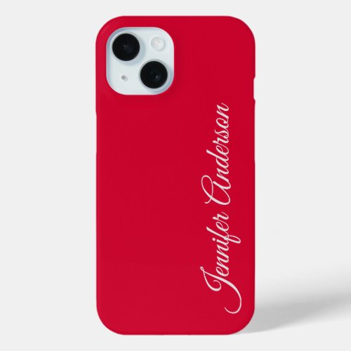 Chic Calligraphy Elegant Cherry Red Personalized iPhone 15 Case