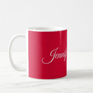 Chic Calligraphy Elegant Cherry Red Personalized Coffee Mug