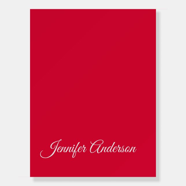 Chic Calligraphy Elegant Cherry Red Personalized Foam Board (Front)