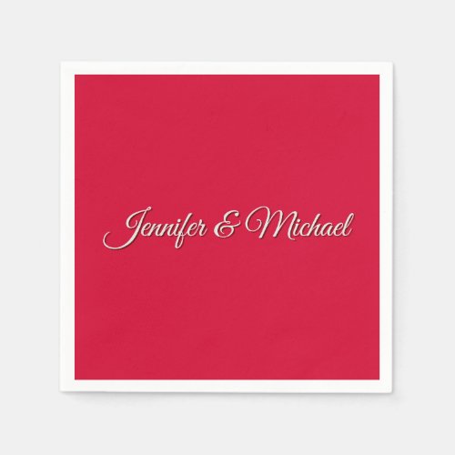 Chic Calligraphy Elegant Cherry Red Personalized Napkins