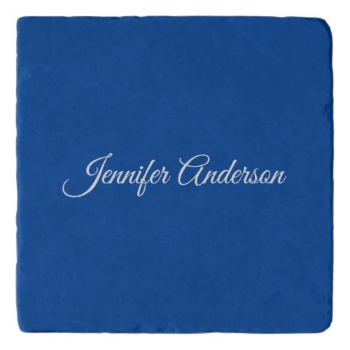 Chic Calligraphy Elegant Deep Blue Personalized Trivet