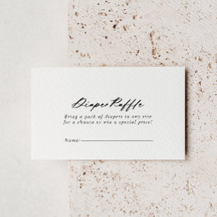 Chic Calligraphy Elegant Diaper Raffle Ticket Enclosure Card