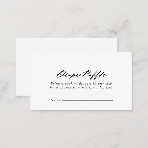 Chic Calligraphy Elegant Diaper Raffle Ticket  Enclosure Card
