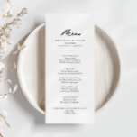 Chic Calligraphy Elegant Dinner Menu<br><div class="desc">This chic calligraphy elegant dinner menu card is perfect for a rustic wedding. The simple and elegant design features classic and fancy script typography in black and white.
This menu can be used for a wedding reception,  rehearsal dinner,  bridal shower or any event.</div>