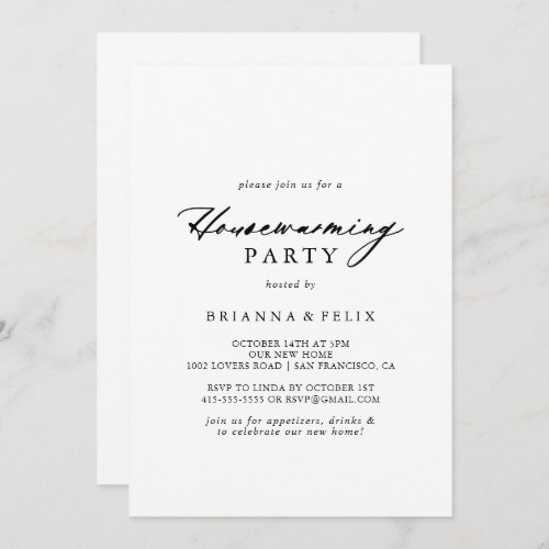Chic Calligraphy Elegant Housewarming Party  Invitation