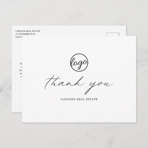 Chic Calligraphy Elegant Logo Business Thank You Postcard
