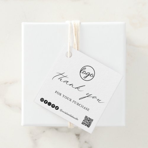 Chic Calligraphy Elegant Logo Thank You Business Favor Tags