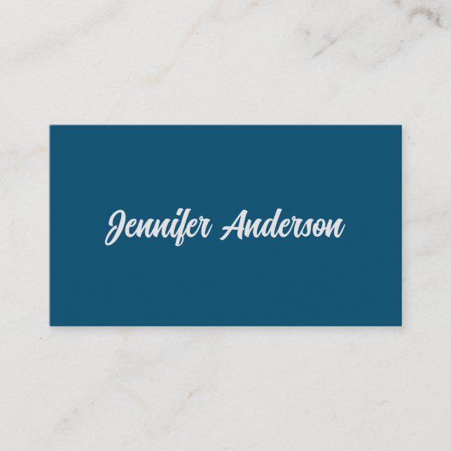 Chic Calligraphy Elegant Ocean Blue Personalized Enclosure Card (Front)