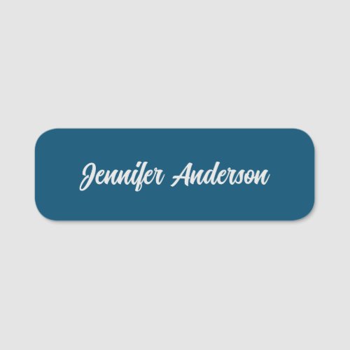 Chic Calligraphy Elegant Ocean Blue Personalized Name Tag