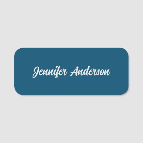 Chic Calligraphy Elegant Ocean Blue Personalized Name Tag