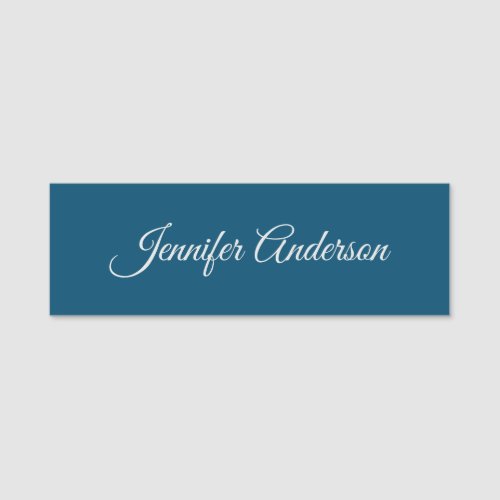 Chic Calligraphy Elegant Ocean Blue Personalized Name Tag