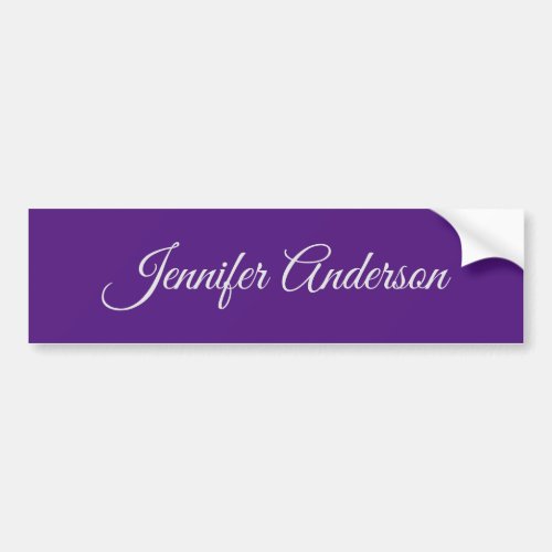 Chic Calligraphy Elegant Royal Purple Personalized Bumper Sticker