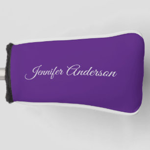 Chic Calligraphy Elegant Royal Purple Personalized Golf Head Cover