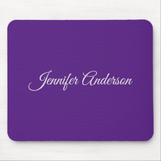Chic Calligraphy Elegant Royal Purple Personalized Mouse Pad