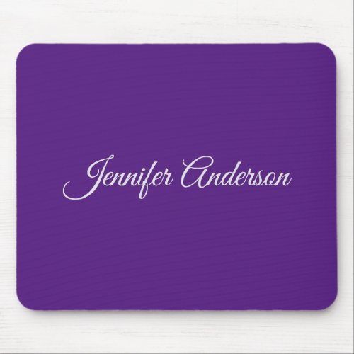 Chic Calligraphy Elegant Royal Purple Personalized Mouse Pad