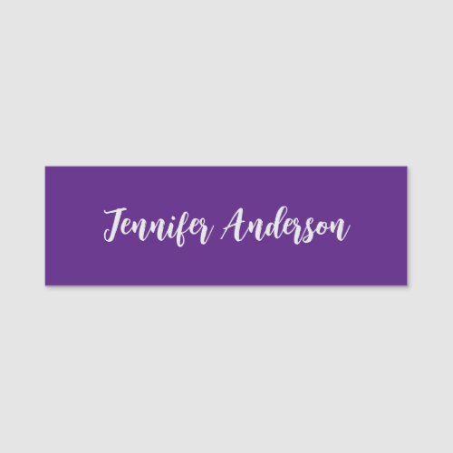 Chic Calligraphy Elegant Royal Purple Personalized Name Tag