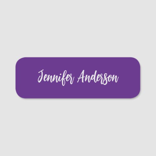 Chic Calligraphy Elegant Royal Purple Personalized Name Tag