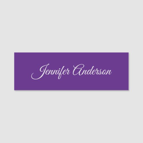 Chic Calligraphy Elegant Royal Purple Personalized Name Tag