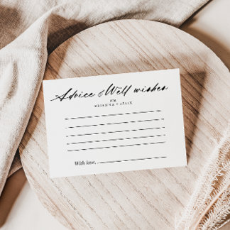 Chic Calligraphy Elegant Wedding Advice Card