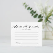 Chic Calligraphy Elegant Wedding Advice Card (Standing Front)