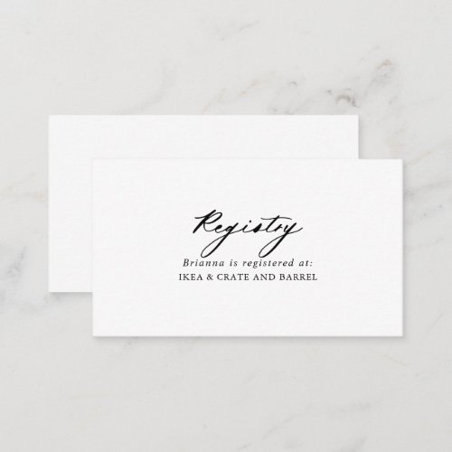 Chic Calligraphy Elegant Wedding Gift Registry  Enclosure Card