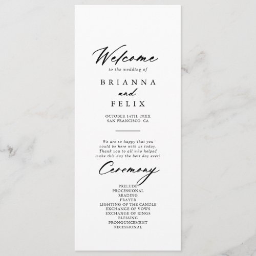 Chic Calligraphy Elegant Wedding Program