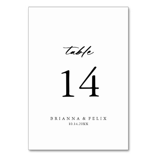 Chic Calligraphy Elegant Wedding  Table Number