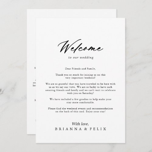 Chic Calligraphy Elegant Wedding Welcome Letter