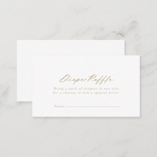 Chic Calligraphy Gold Diaper Raffle Ticket  Enclosure Card