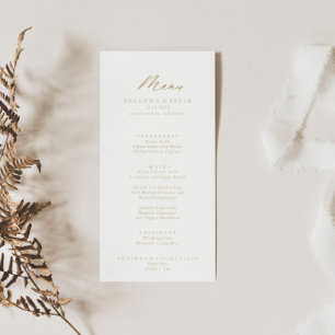 Chic Calligraphy Gold Dinner Menu