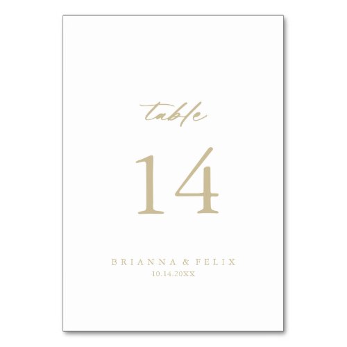 Chic Calligraphy Gold Wedding  Table Number