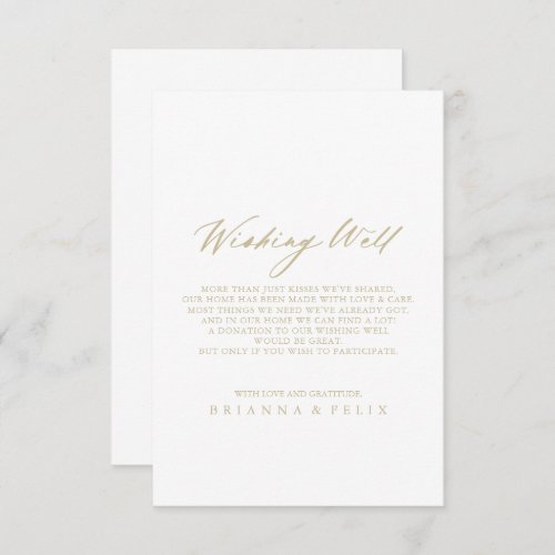 Chic Calligraphy Gold Wedding Wishing Well  Enclosure Card