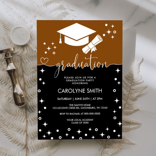 Chic Calligraphy Graduation Party Invitation