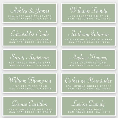 Chic Calligraphy Green Guest Address Labels