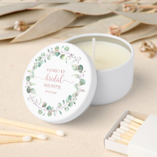 Chic Calligraphy Greenery Bridal Shower Mini Candle Favors