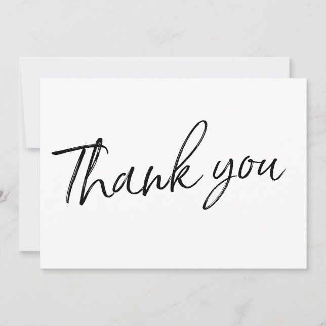 Chic Calligraphy Hand Lettered Wedding "Thank you" Thank You Card (Front)