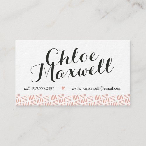 Chic Calligraphy in Black and Blush Pink Business Card