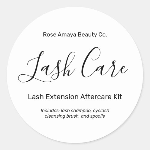 Chic Calligraphy Lash Extension Aftercare Kit Classic Round Sticker